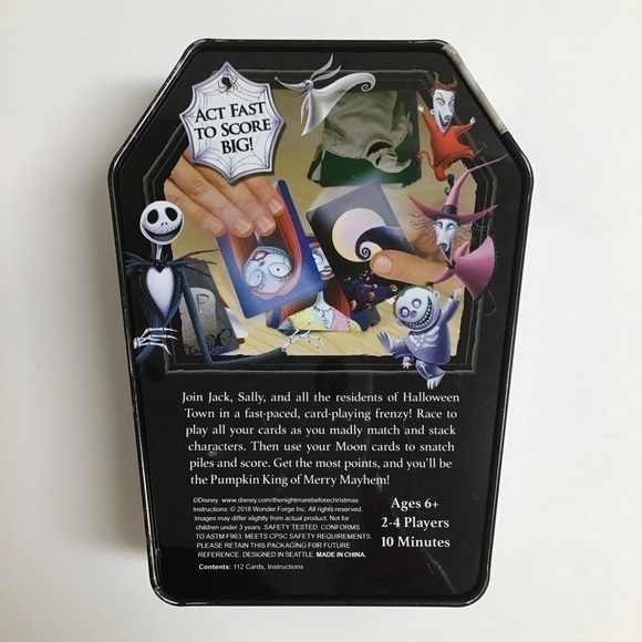 Disney Tim Burton Nightmare Before Christmas MERRY MAYHEM Card Game Coffin Tin - Picture 2 of 7
